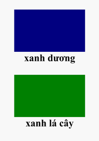 màu xanh lam và màu xanh lá cây